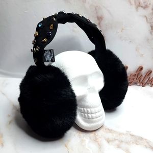 Extra large faux fur Earmuffs with righstones